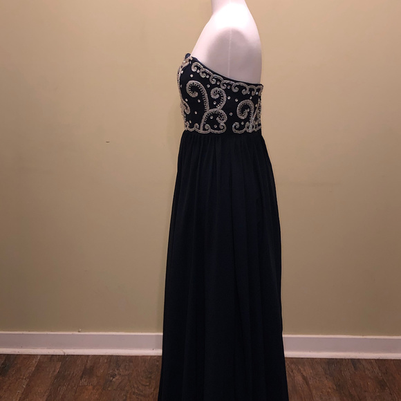 Sean Collection Beaded Strapless Formal Dress Navy Blue Size 10 - Picture 2 of 4